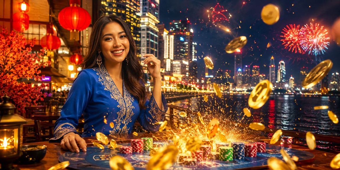 Pemain wanita berbaju kurung menikmati pertaruhan langsung dan jackpot di Kuala Lumpur